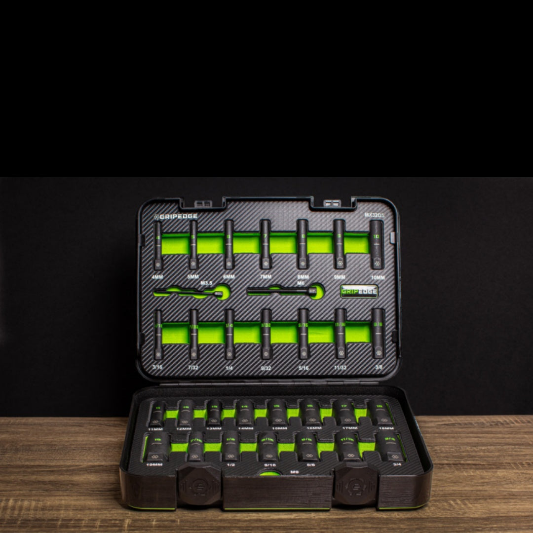 GripEdge | 32-PC G-FORS 1/4" & 3/8" Drive Deep Metric & SAE Master Socket Extractor Set