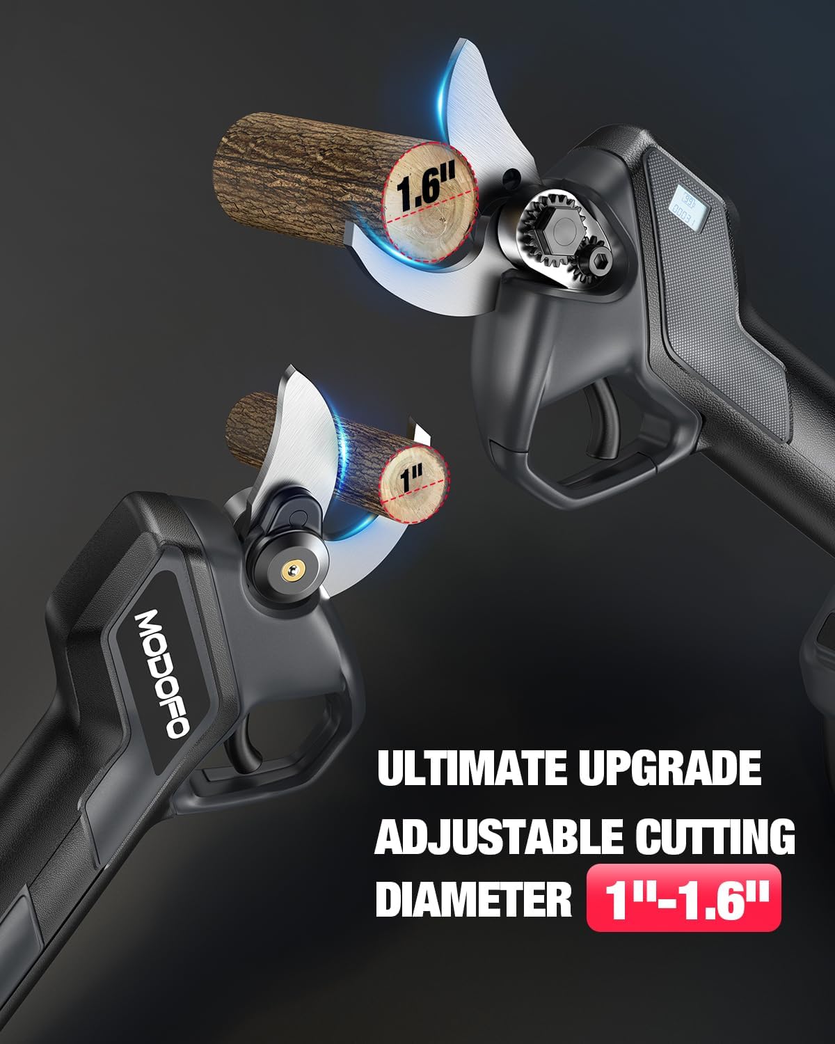 Upgraded electric pruning shears, includes two 2.0Ah rechargeable batteries and a replacement blade