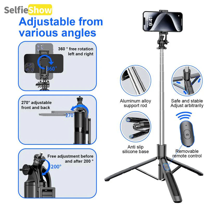 Smart AI Facial Recognition Phone Tripod – 360° Pan & Tilt with Auto Tracking