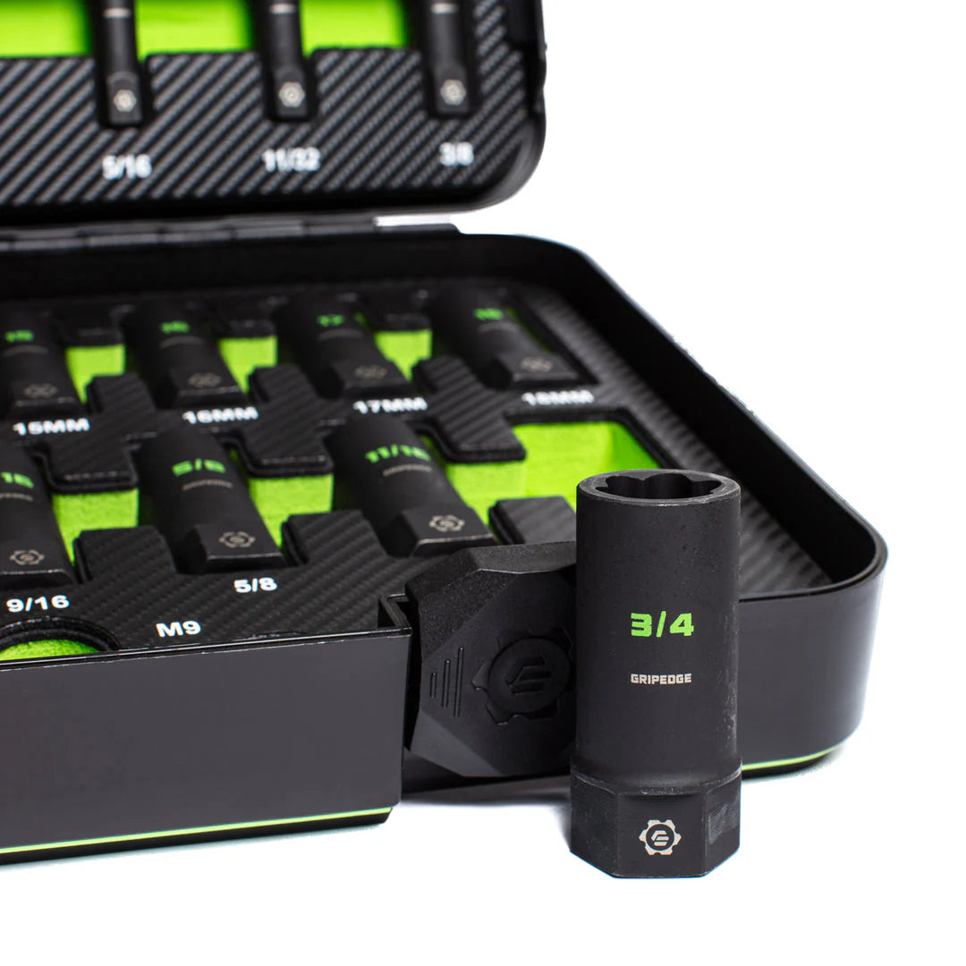 GripEdge | 32-PC G-FORS 1/4" & 3/8" Drive Deep Metric & SAE Master Socket Extractor Set