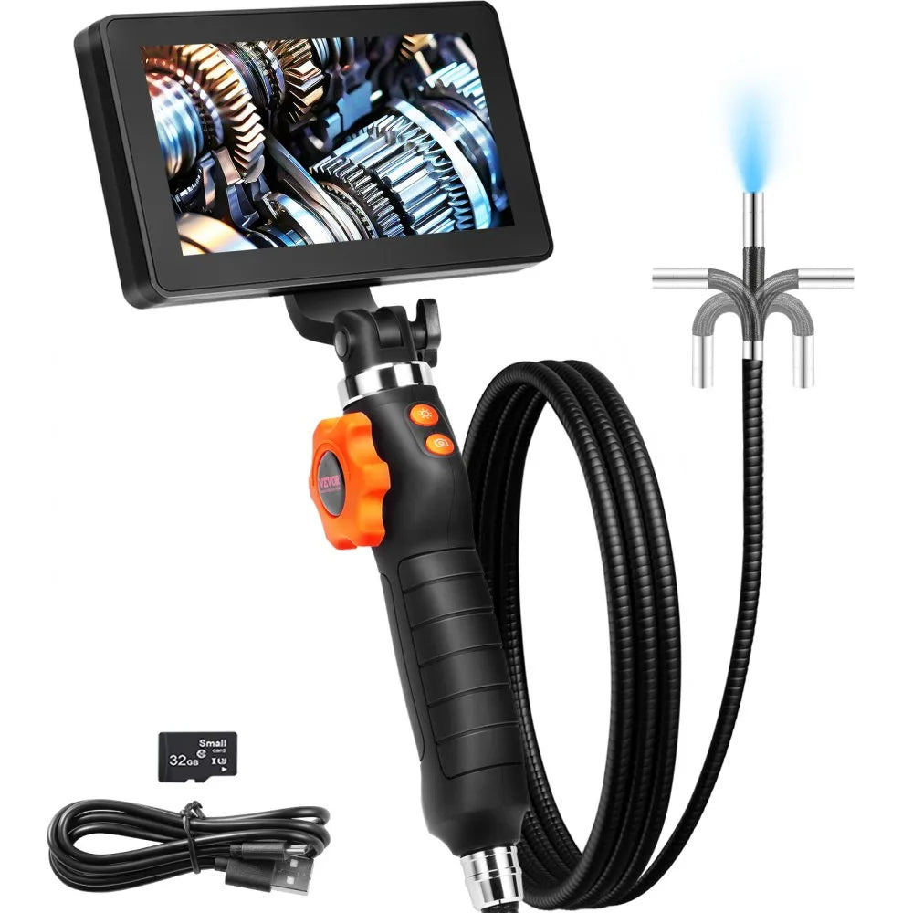 VEVOR Bidirectional Flexible Endoscope with Illumination Function, featuring a 0.25-inch lens and a 5-inch IPS HD screen.
