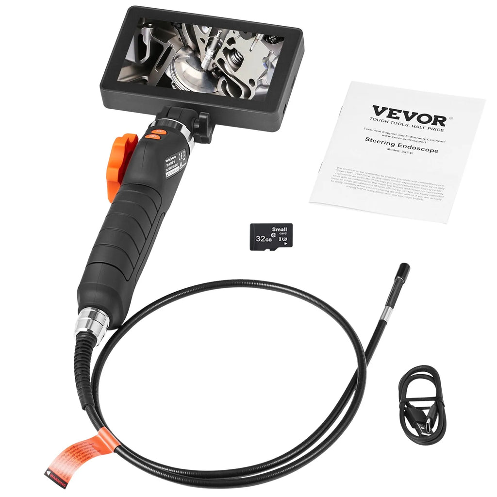 VEVOR Bidirectional Flexible Endoscope with Illumination Function, featuring a 0.25-inch lens and a 5-inch IPS HD screen.
